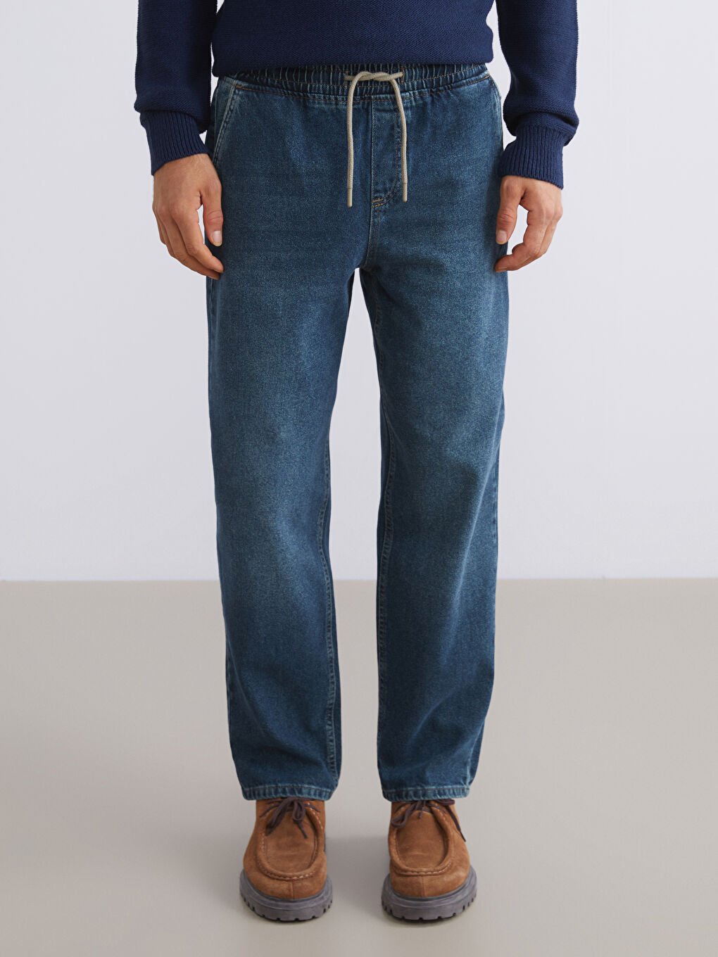 Yeşil Loose Fit Erkek Jean Pantolon-1