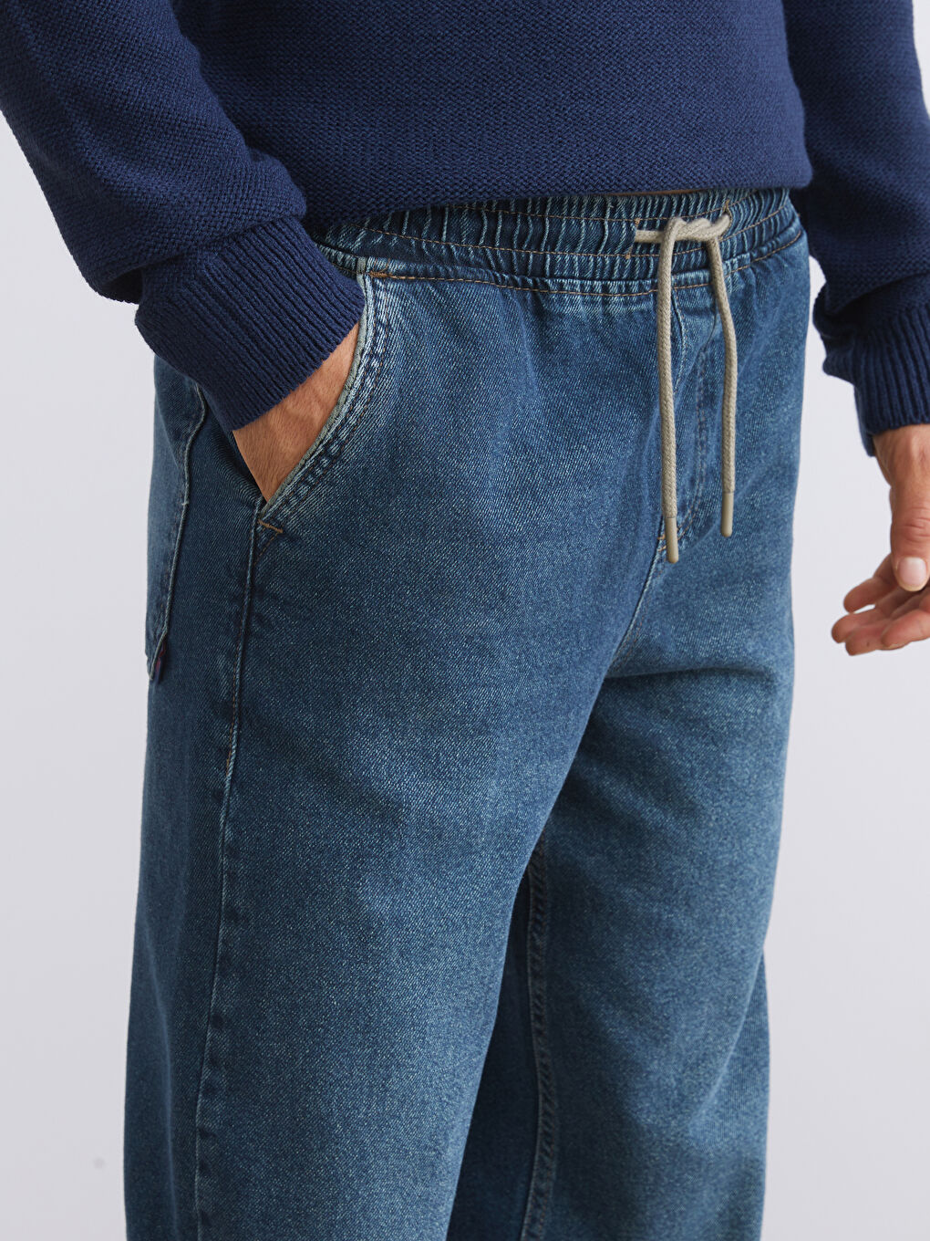 Yeşil Loose Fit Erkek Jean Pantolon-2