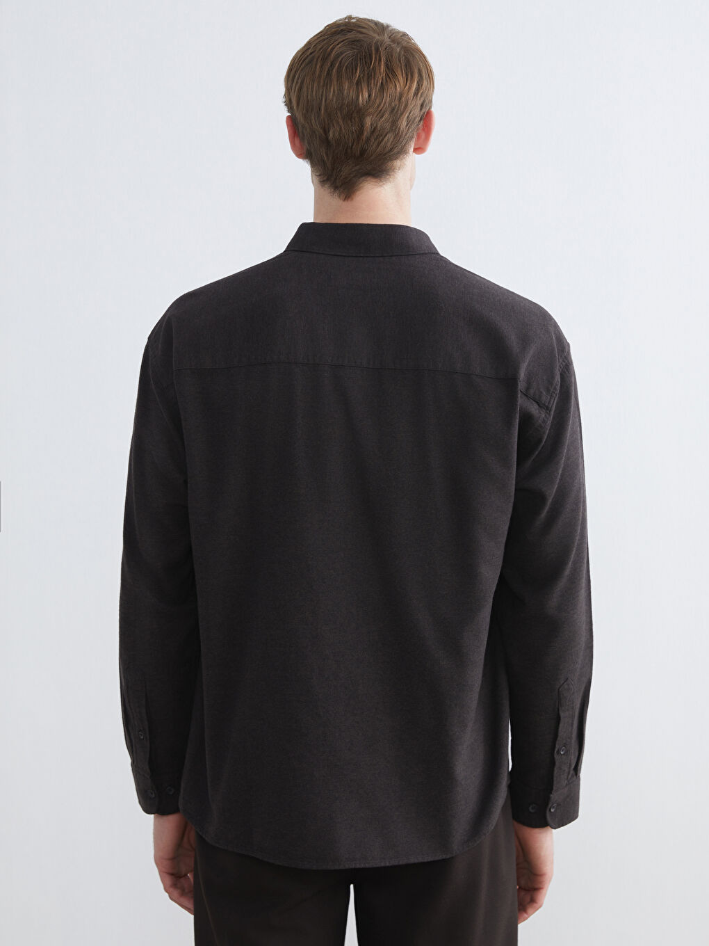 Kahverengi Regular Fit Uzun Kollu Armürlü Erkek Gömlek-5