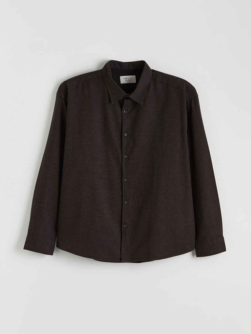 Kahverengi Regular Fit Uzun Kollu Armürlü Erkek Gömlek-6