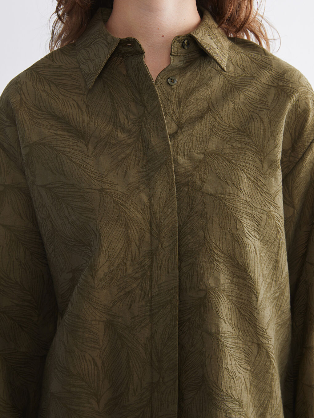 Haki Desenli Kadın Gömlek Tunik-2