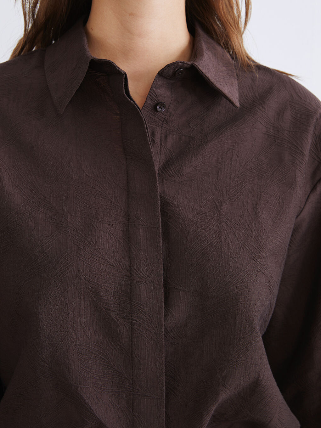 Kahverengi Desenli Kadın Gömlek Tunik-2