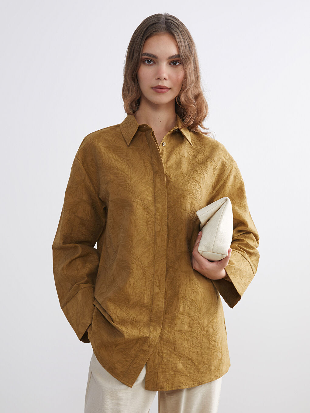 Yeşil Desenli Kadın Gömlek Tunik