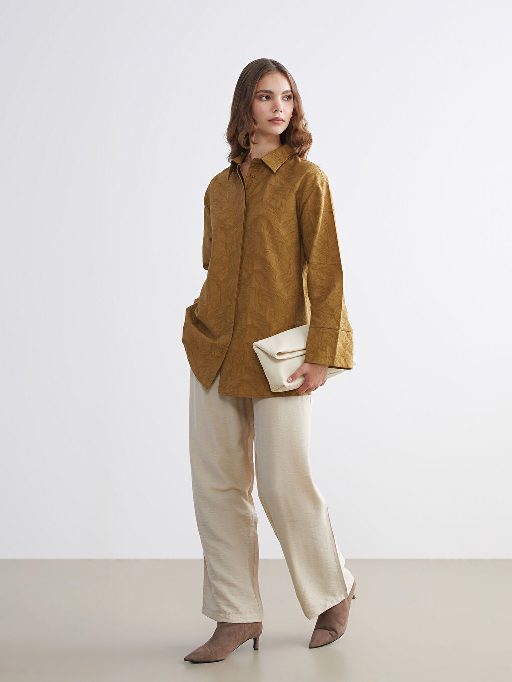 Yeşil Desenli Kadın Gömlek Tunik-1