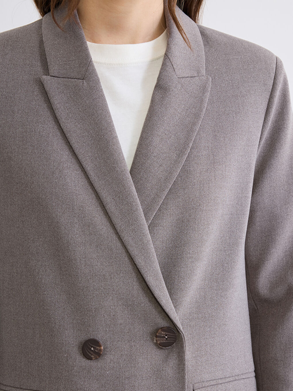 Kahverengi Kruvaze Yaka Kadın Blazer Ceket-2