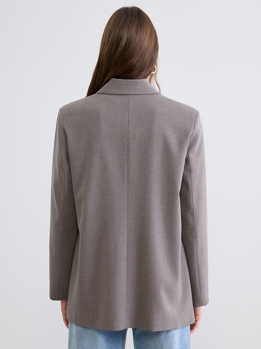 Kahverengi Kruvaze Yaka Kadın Blazer Ceket-3