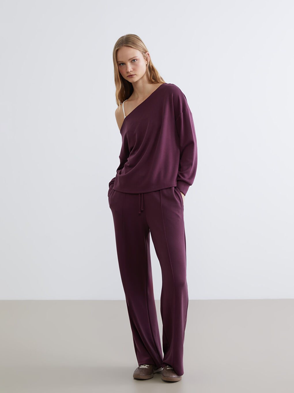 Slash Neck Women's Sweatshirt-1