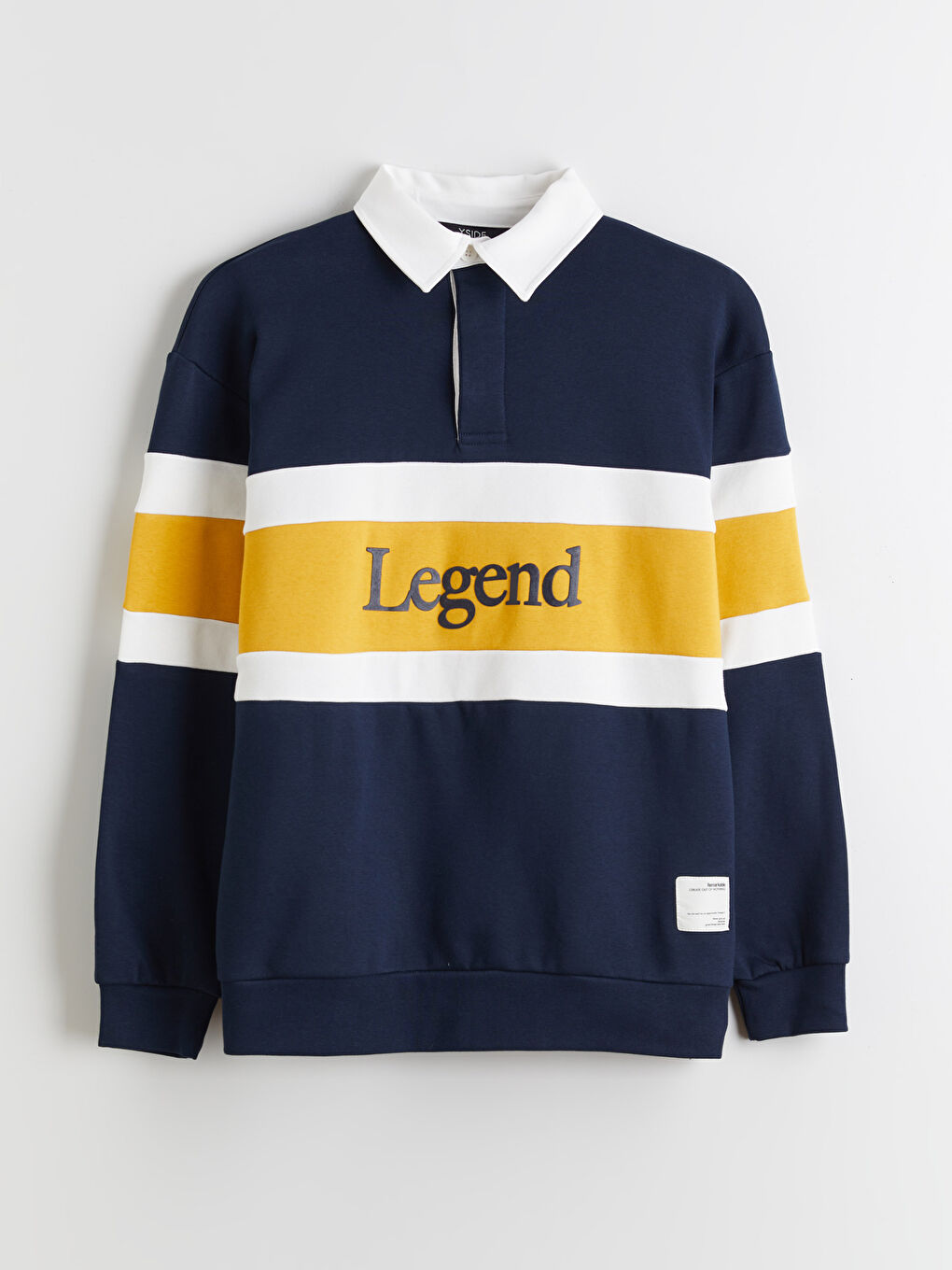 Lacivert Polo Yaka Baskılı Erkek Sweatshirt-4