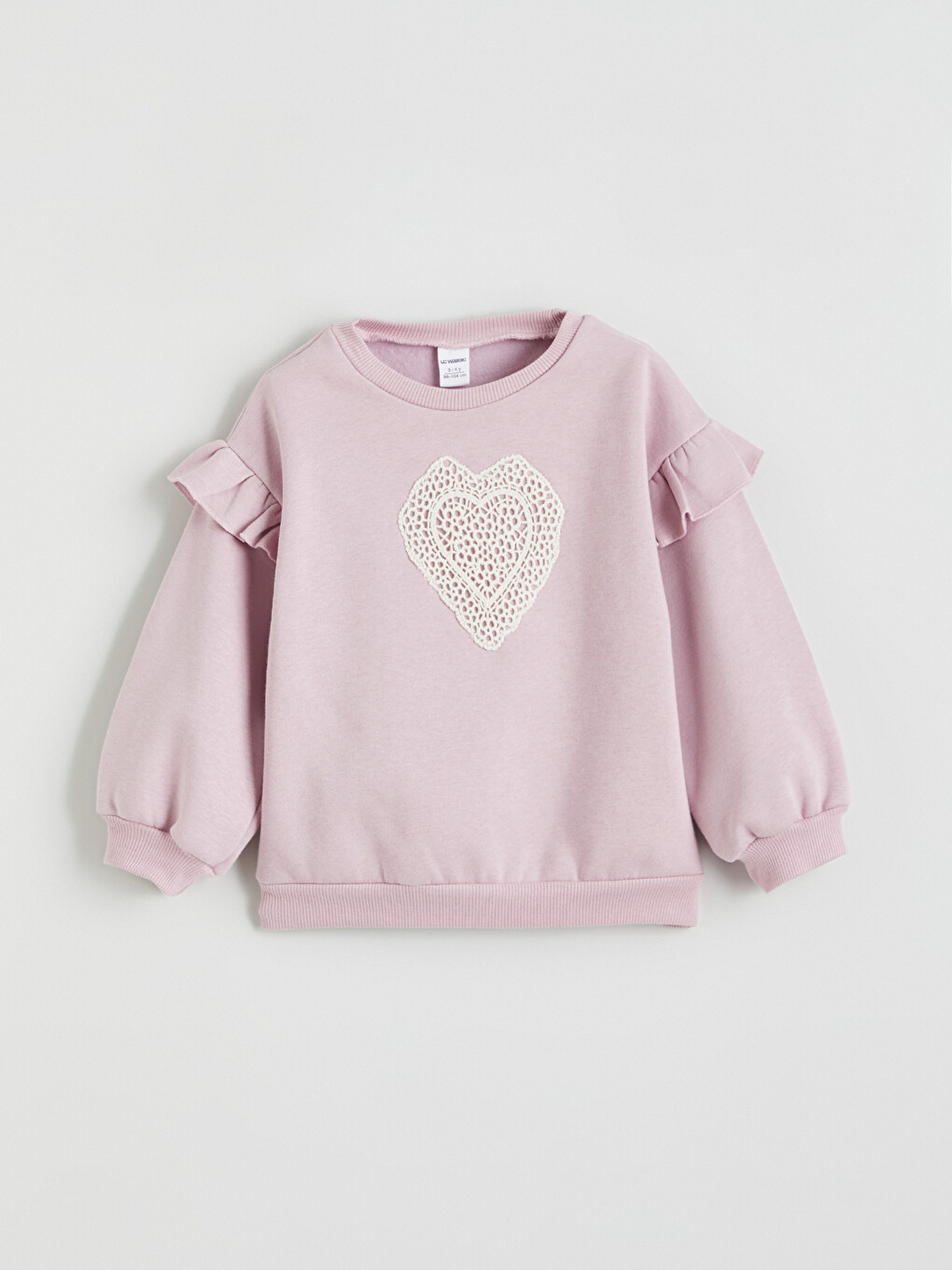 Lila Kalp Baskılı Fırfırlı Kız Çocuk Sweatshirt