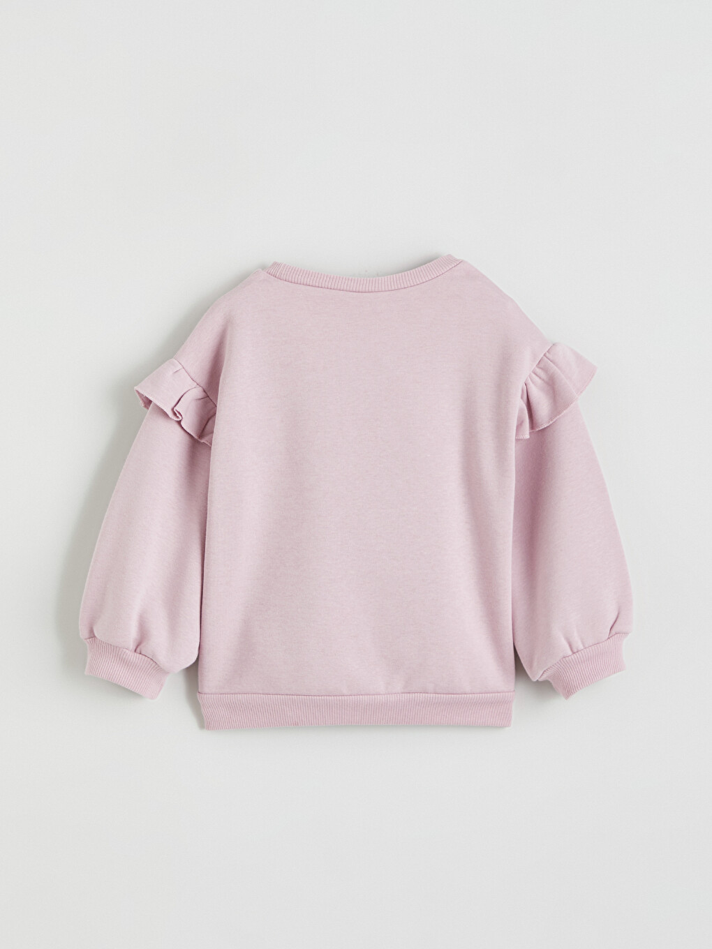 Lila Kalp Baskılı Fırfırlı Kız Çocuk Sweatshirt-2