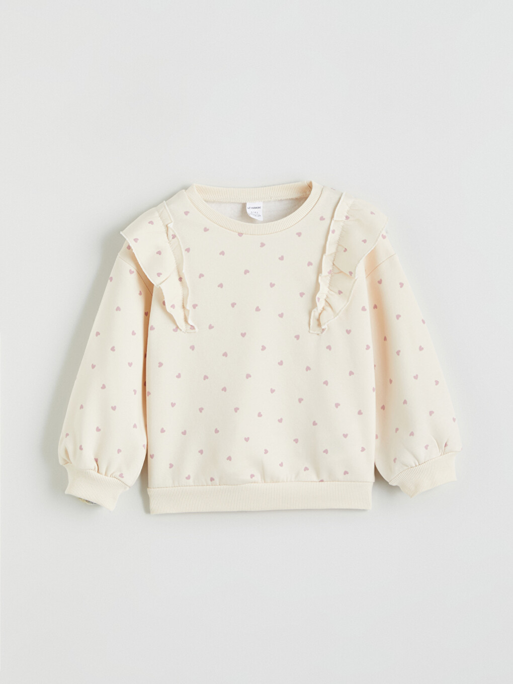 Mürdüm Bisiklet Yaka Nakışlı Fırfırlı Kız Çocuk Sweatshirt