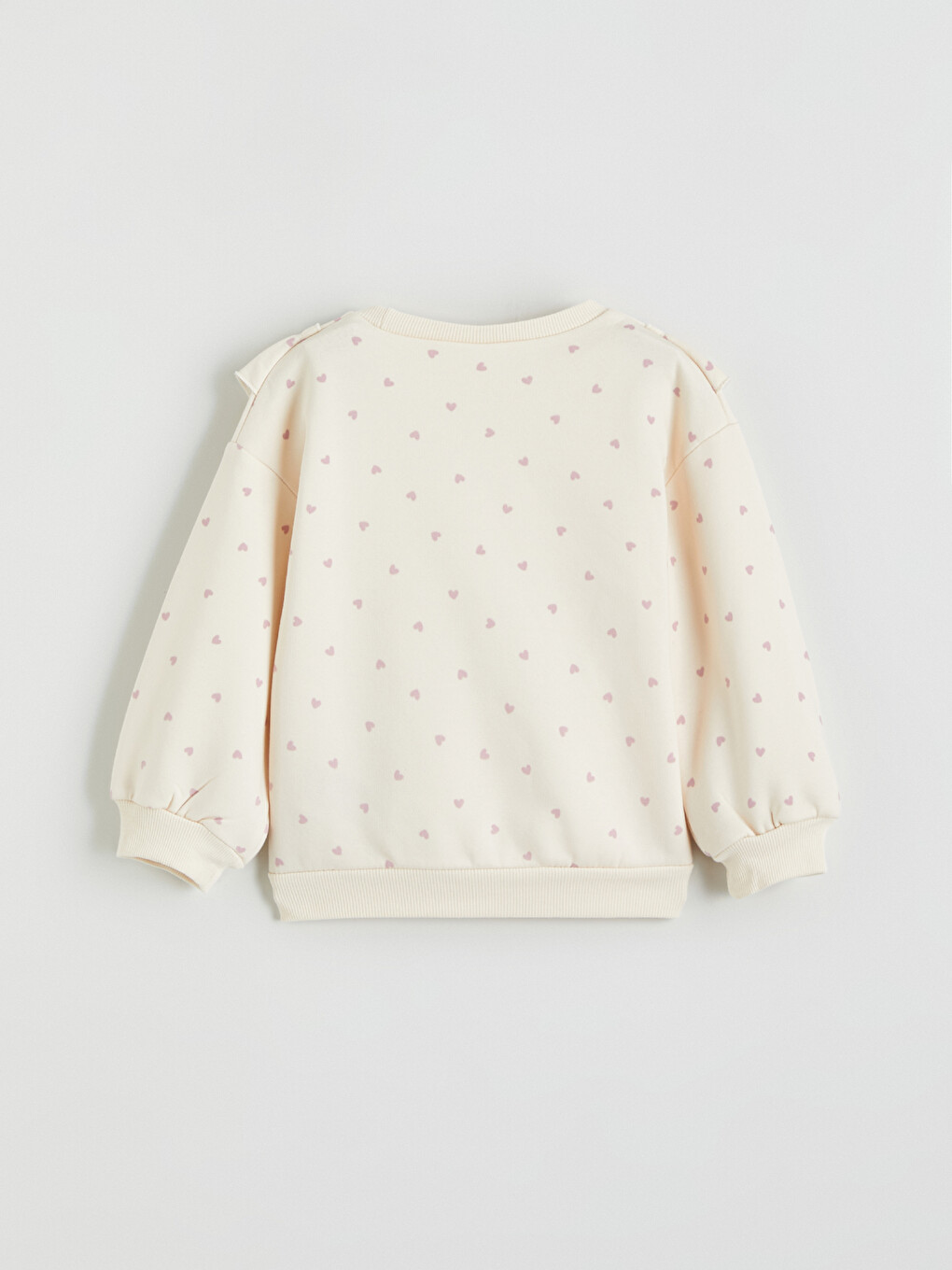 Mürdüm Bisiklet Yaka Nakışlı Fırfırlı Kız Çocuk Sweatshirt-1