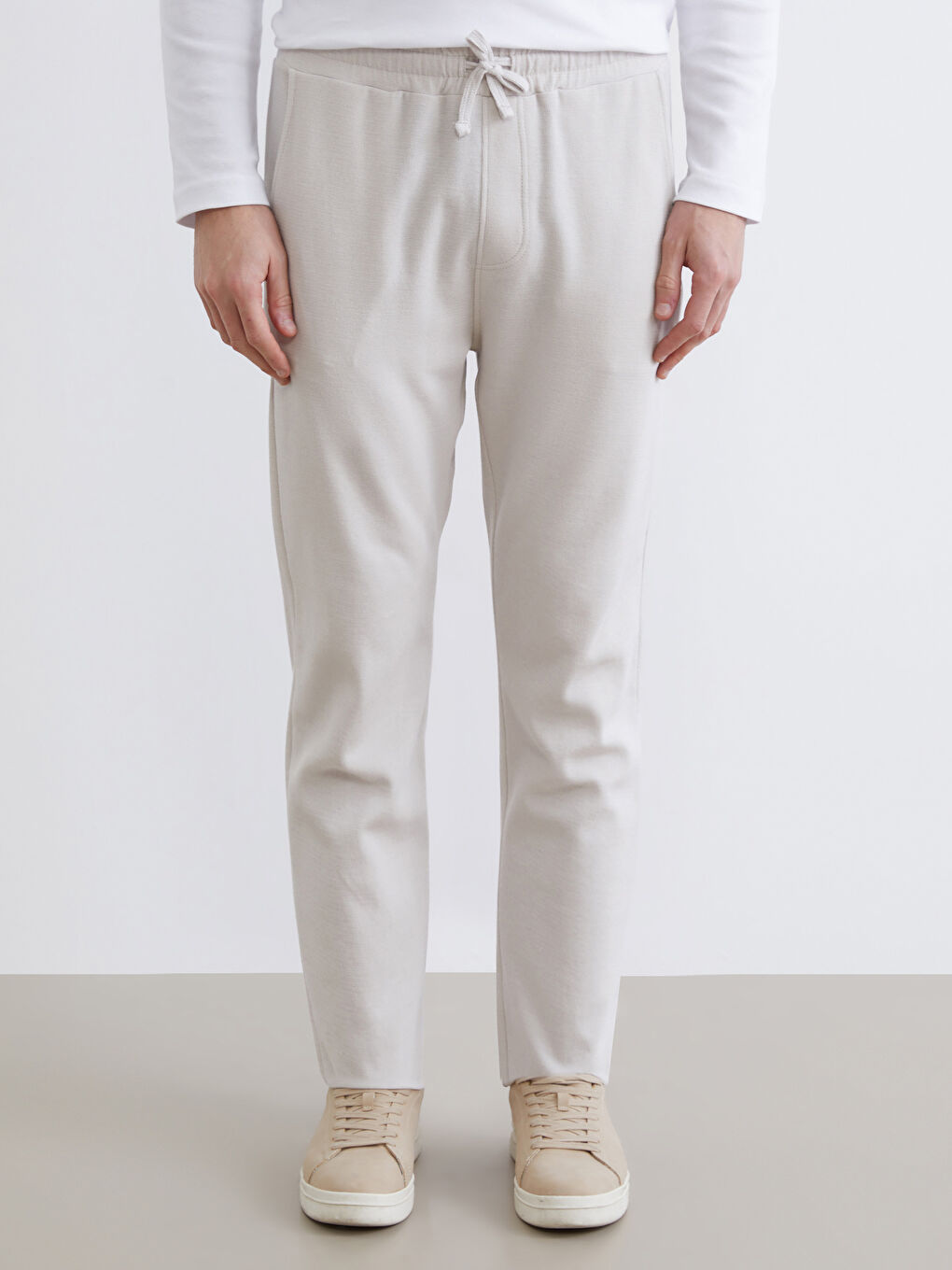 Bej Standart Kalıp Erkek Eşofman Altı-1