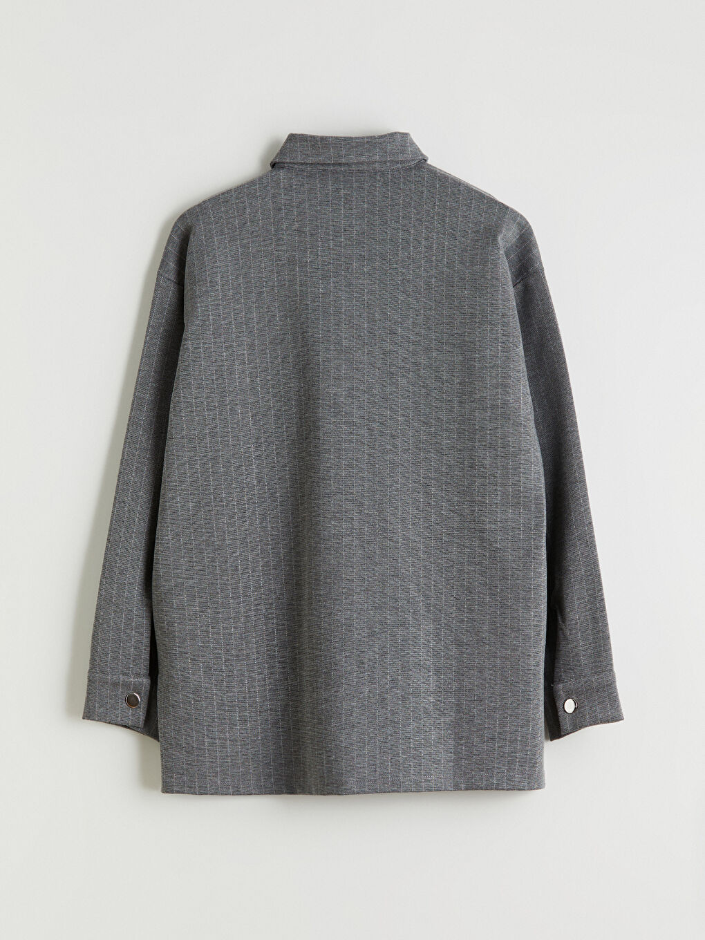 Gri Çizgili Oversize Kadın Gömlek Tunik-5