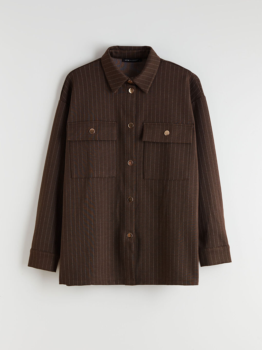 Bej Çizgili Oversize Kadın Gömlek Tunik-5