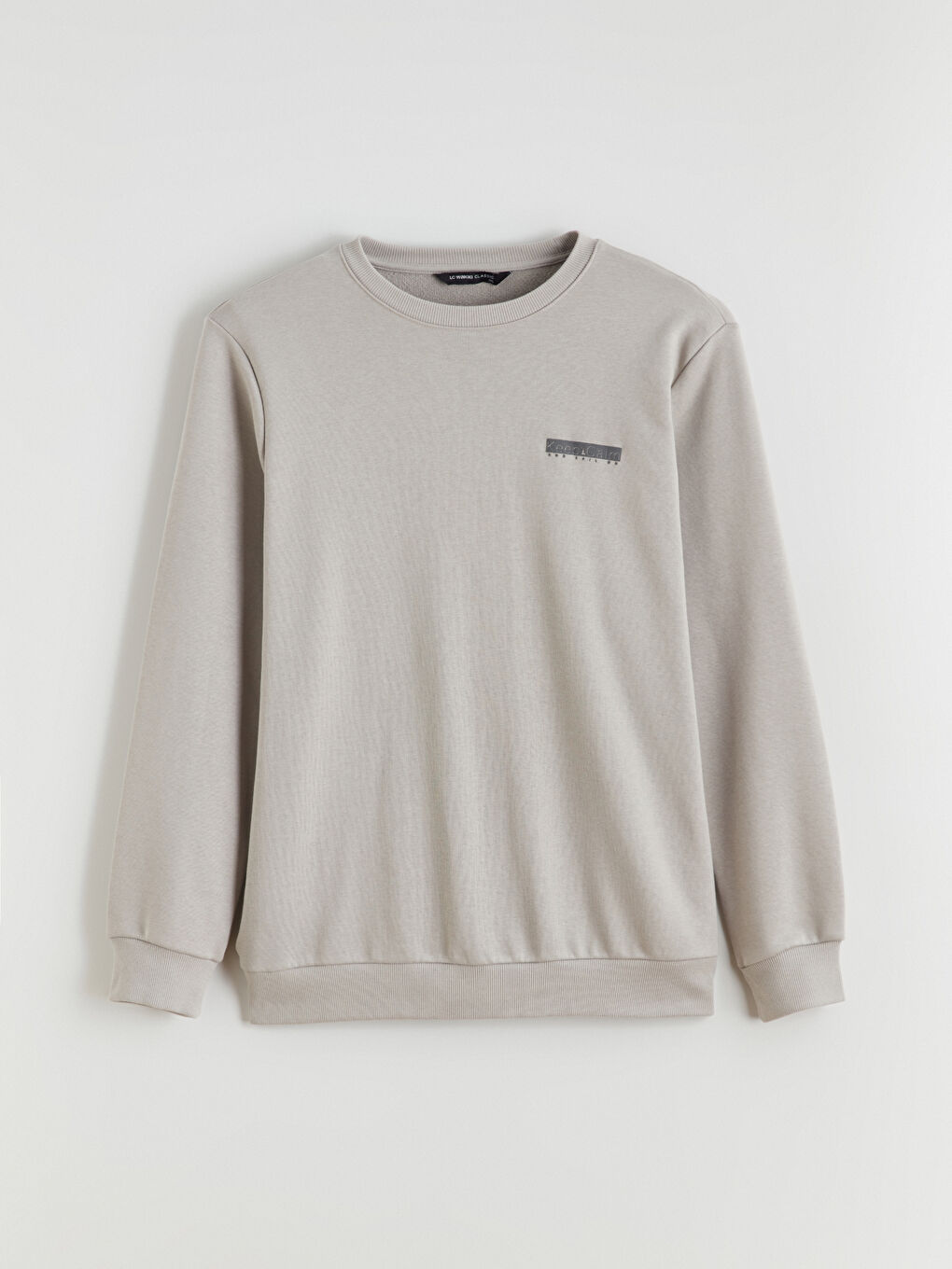 Gri Bisiklet Yaka Baskılı Erkek Sweatshirt-4