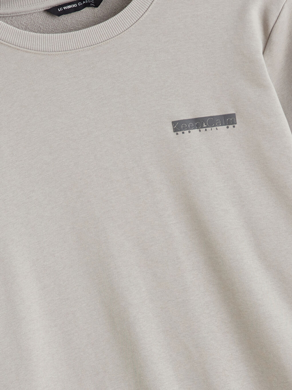 Gri Bisiklet Yaka Baskılı Erkek Sweatshirt-5