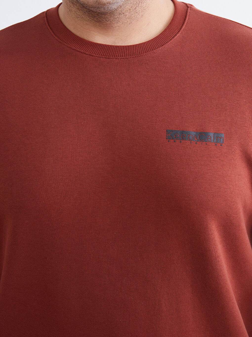 Turuncu Bisiklet Yaka Baskılı Erkek Sweatshirt-2