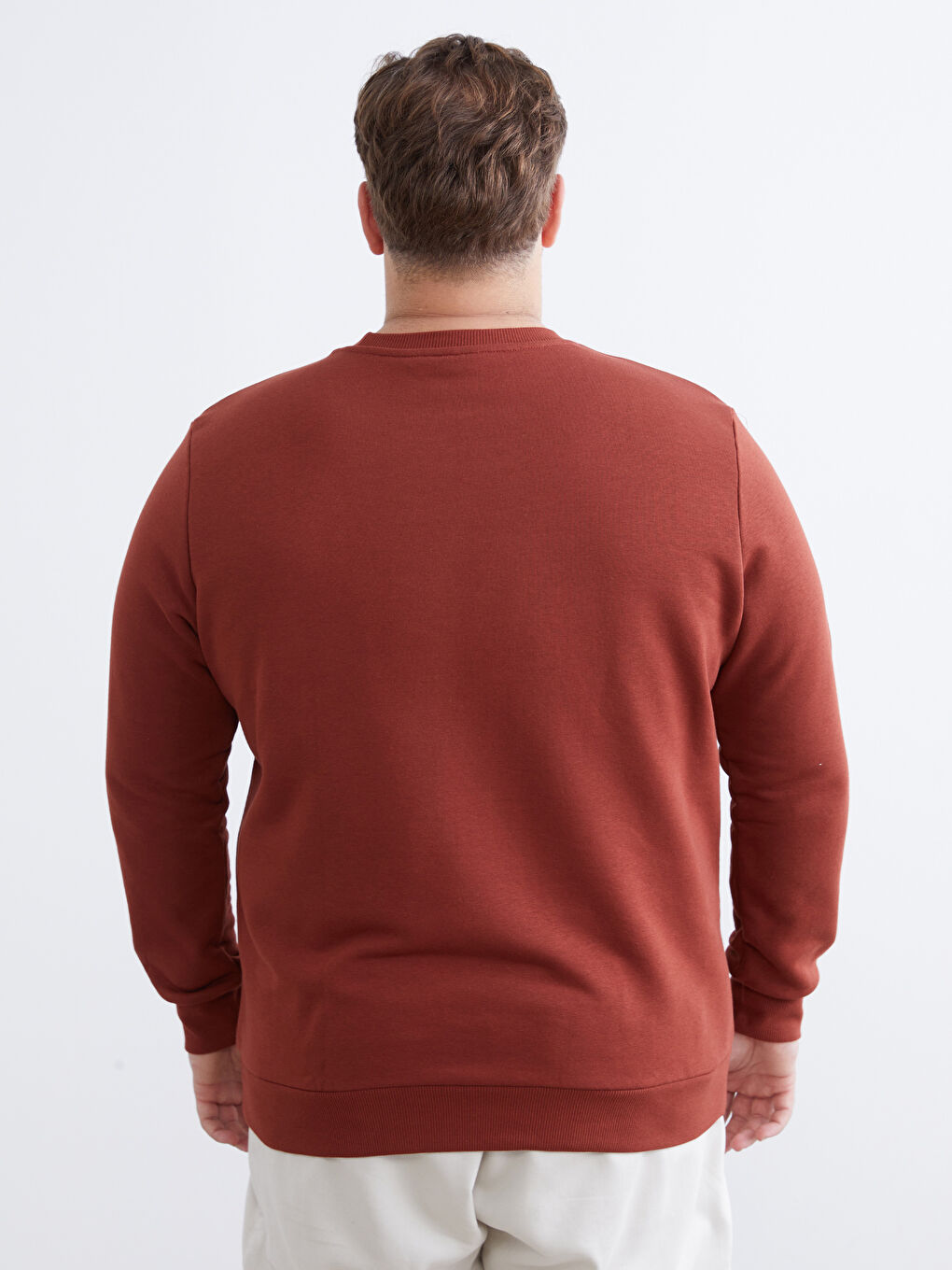 Turuncu Bisiklet Yaka Baskılı Erkek Sweatshirt-3