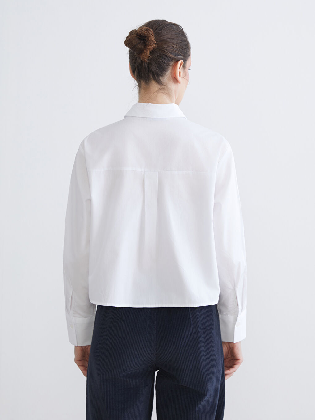 Beyaz Taşlı Oversize Kadın Gömlek-3