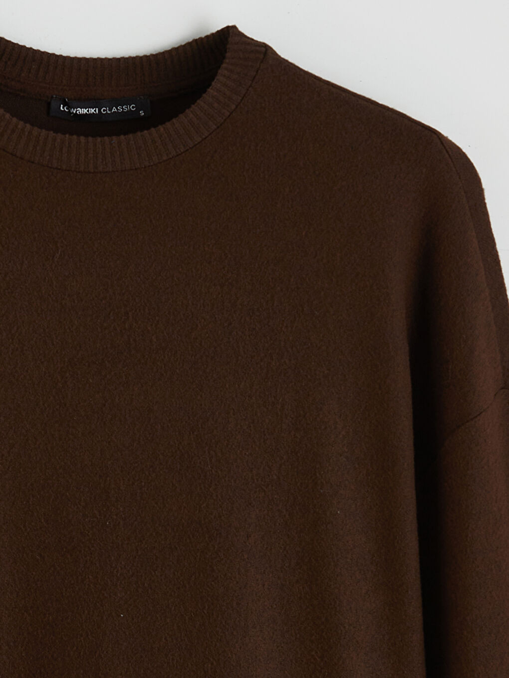 Kahverengi Bisiklet Yaka Oversize Kadın Sweatshirt-5