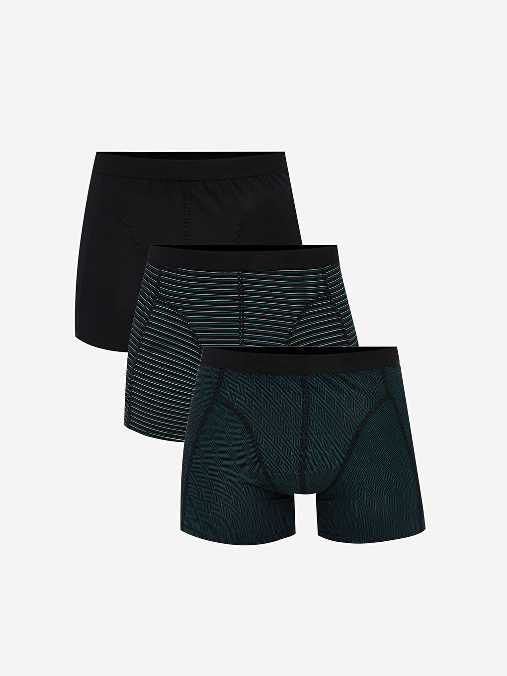 Siyah Standart Kalıp Pamuklu Esnek Erkek Boxer 3'lü