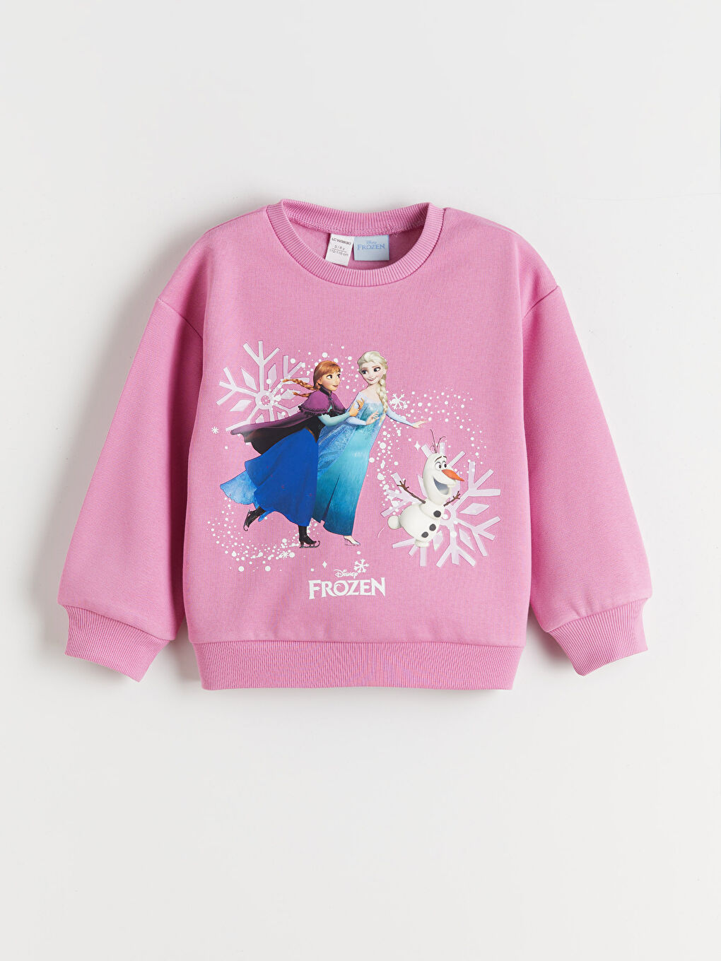 Ekru Bisiklet Yaka Elsa Baskılı Kız Çocuk Sweatshirt 2'li-1