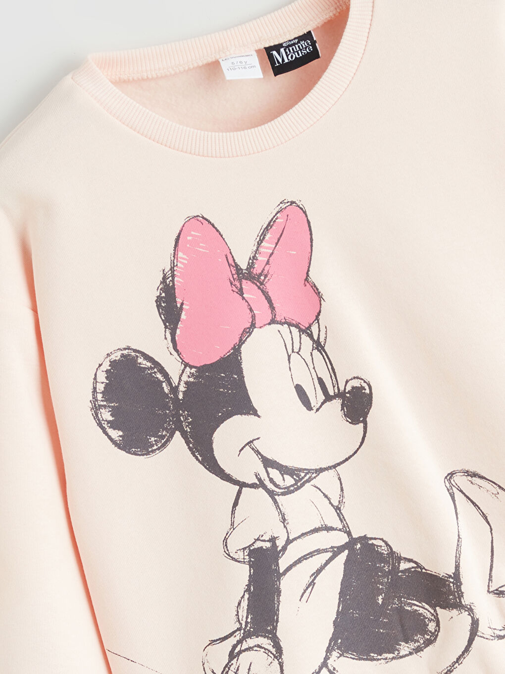 Crew Neck Minnie Mouse Printed Girls' Sweatshirt-1
