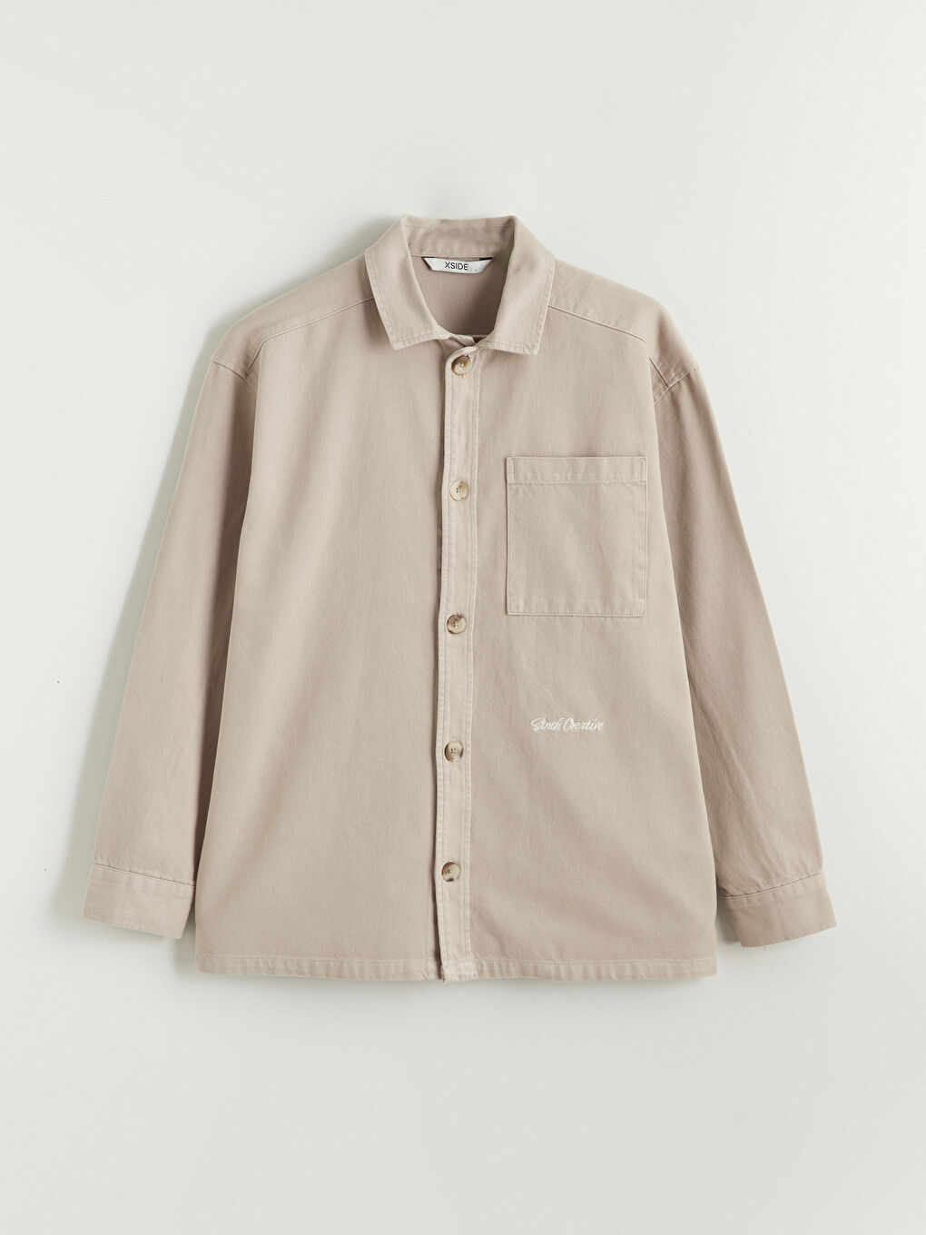 Bej Rahat Kalıp Uzun Kollu Erkek Gömlek Ceket-4