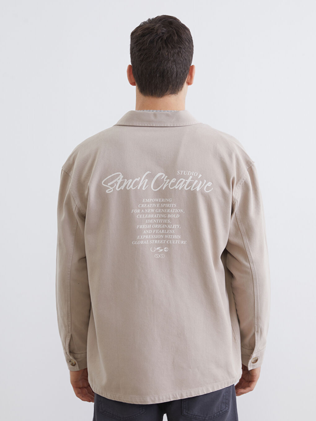 Bej Rahat Kalıp Uzun Kollu Erkek Gömlek Ceket-3