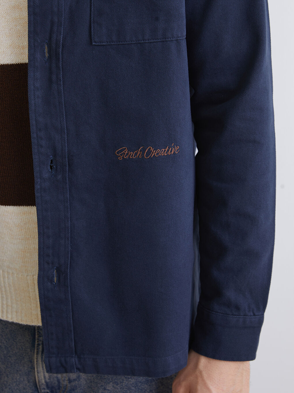 Relaxed Fit Long Sleeve Men's Shirt Jacket-2