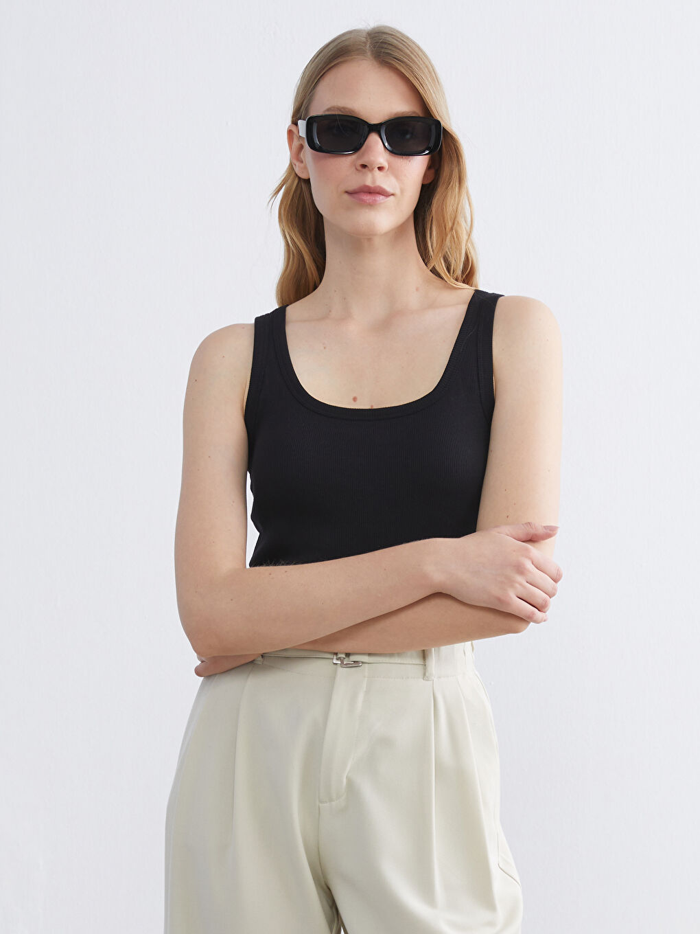 U Neck Ribbed Women's Tank Top