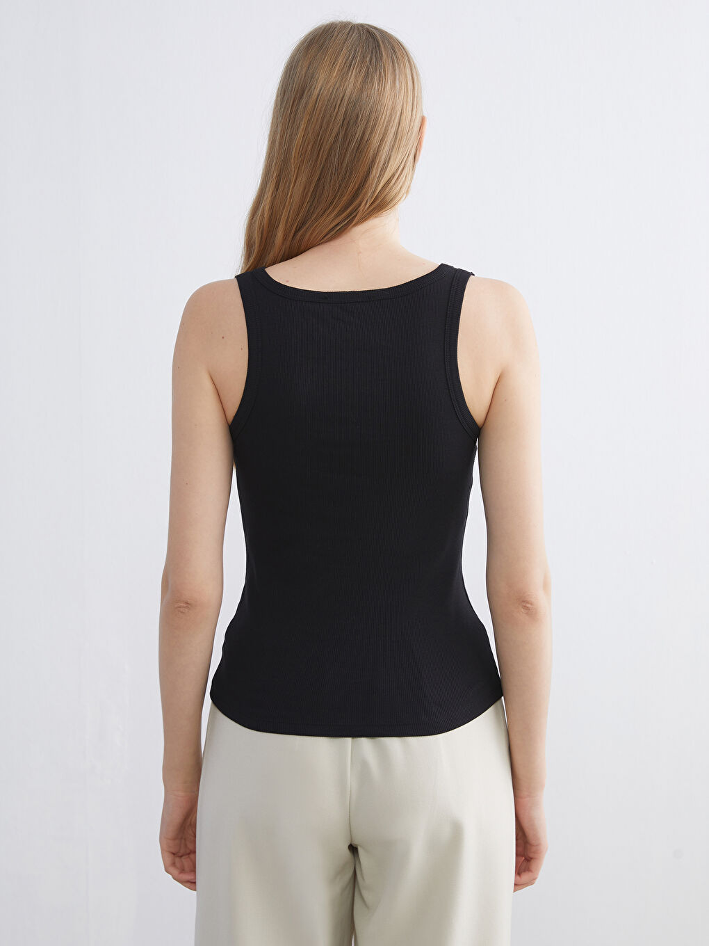 U Neck Ribbed Women's Tank Top-3