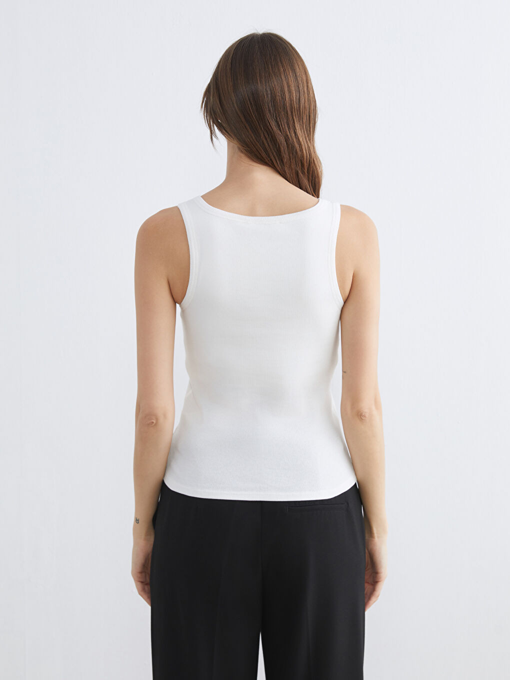U Neck Ribbed Women's Tank Top-3