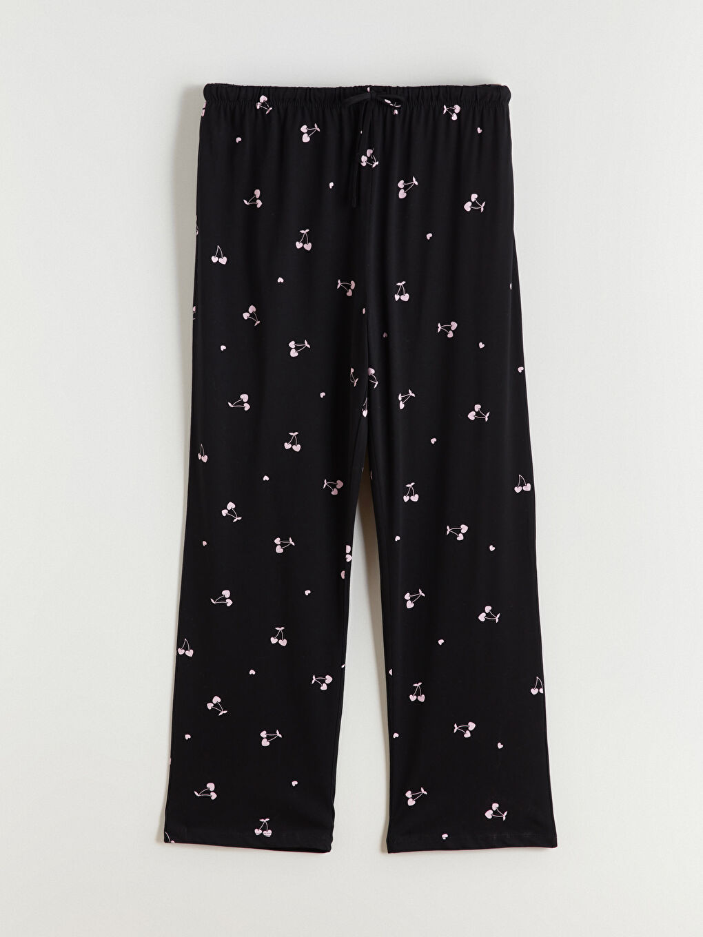 Siyah Beli Lastikli Baskılı Kadın Pijama Altı