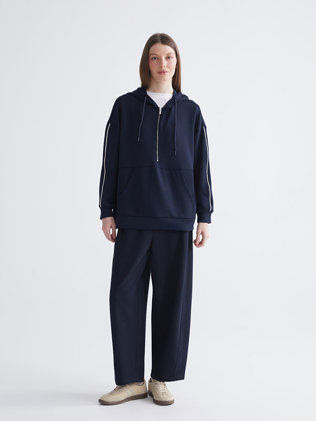 Lacivert Beli Lastikli Kadın Eşofman Altı