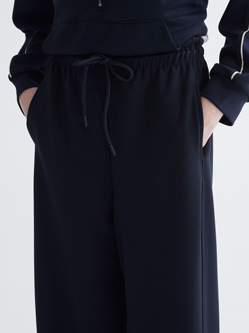 Lacivert Beli Lastikli Kadın Eşofman Altı-2