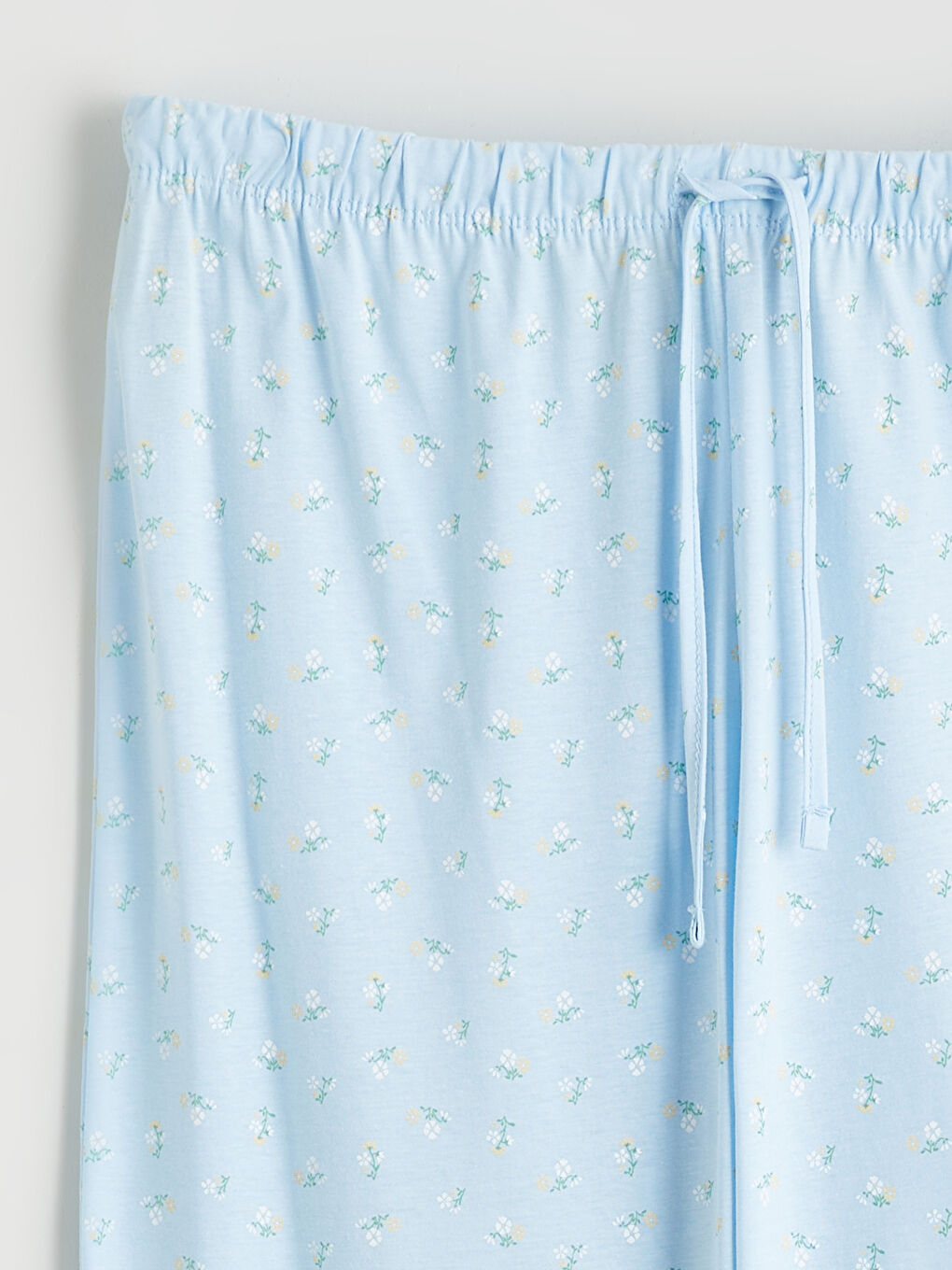 Mavi Beli Lastikli Çiçekli Kadın Pijama Altı-1