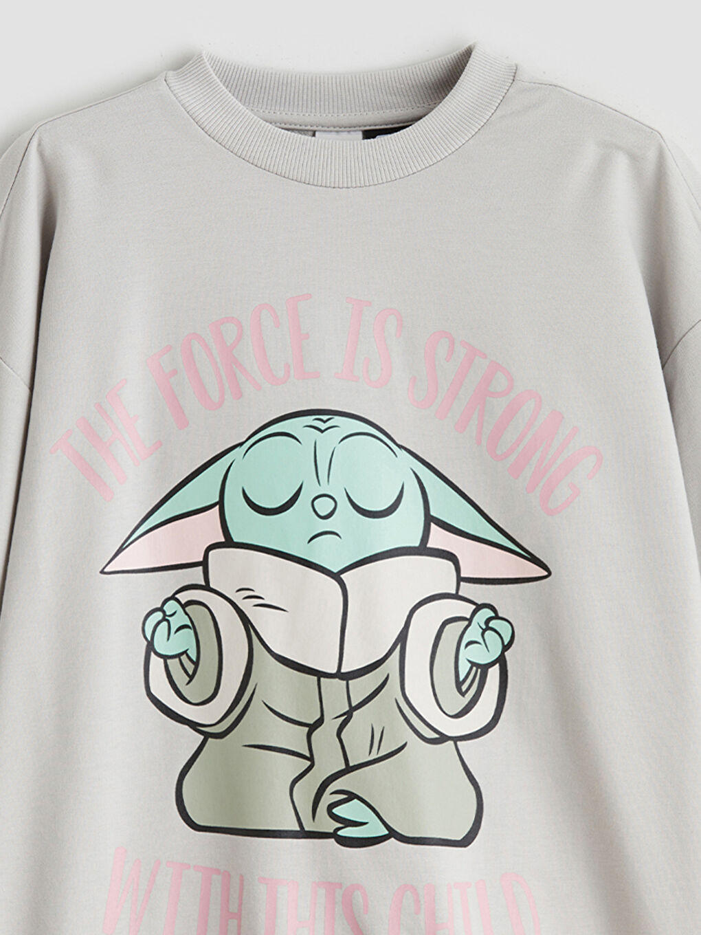 Gri Bisiklet Yaka Star Wars Baskılı Kız Çocuk Sweatshirt-2