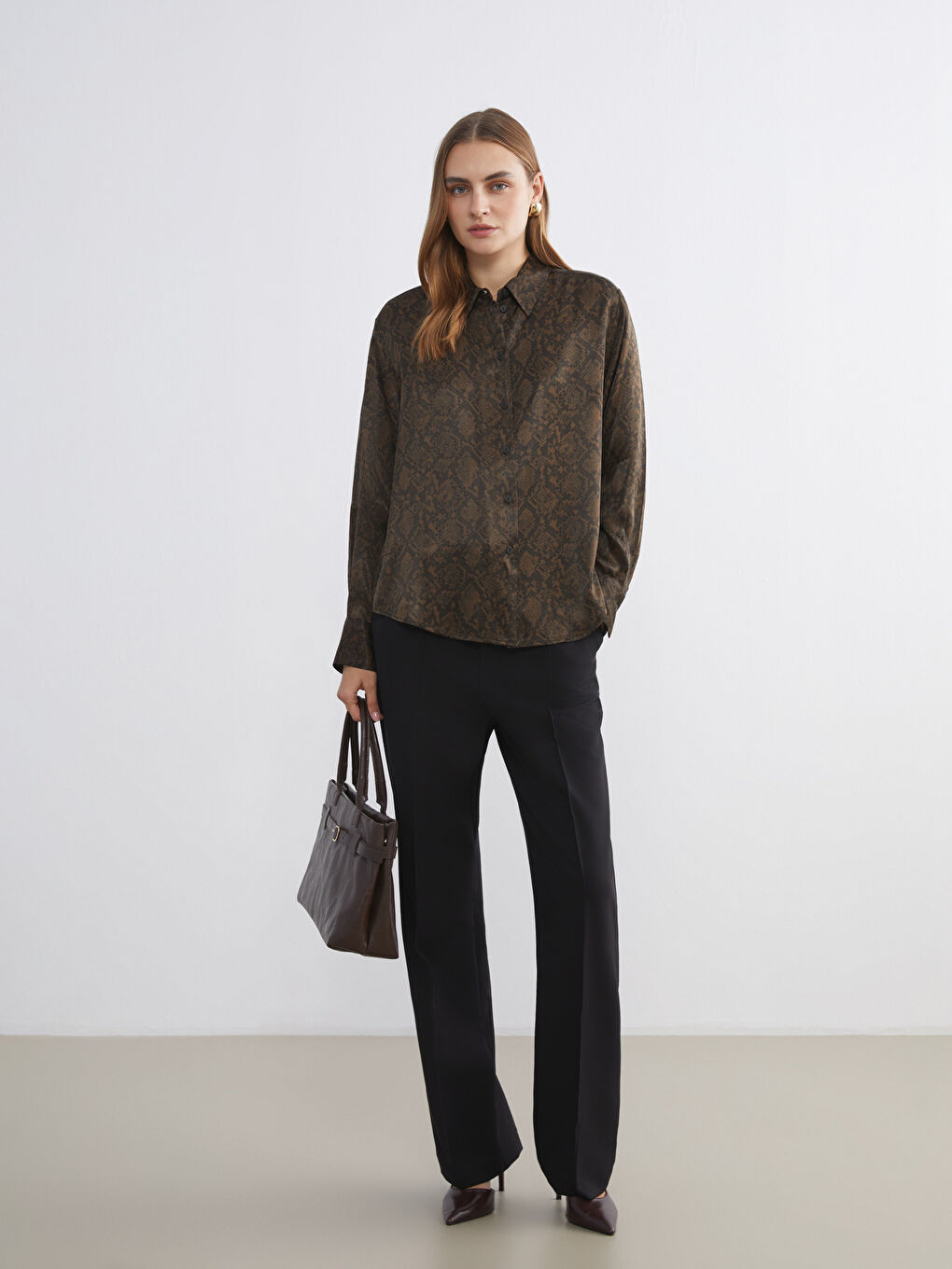 Patterned Oversize Women's Shirt-1