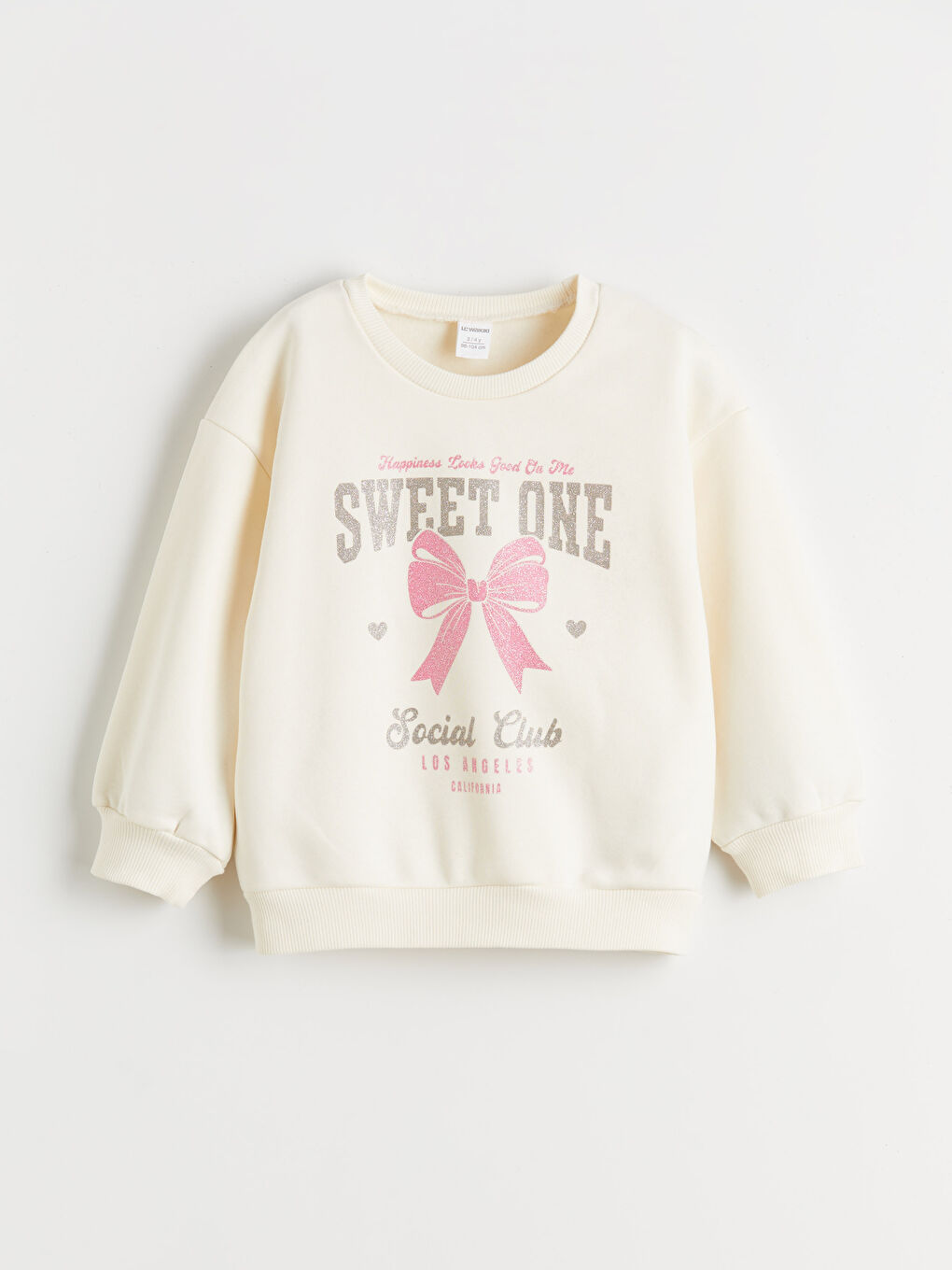 Ekru Baskılı Kız Çocuk Sweatshirt