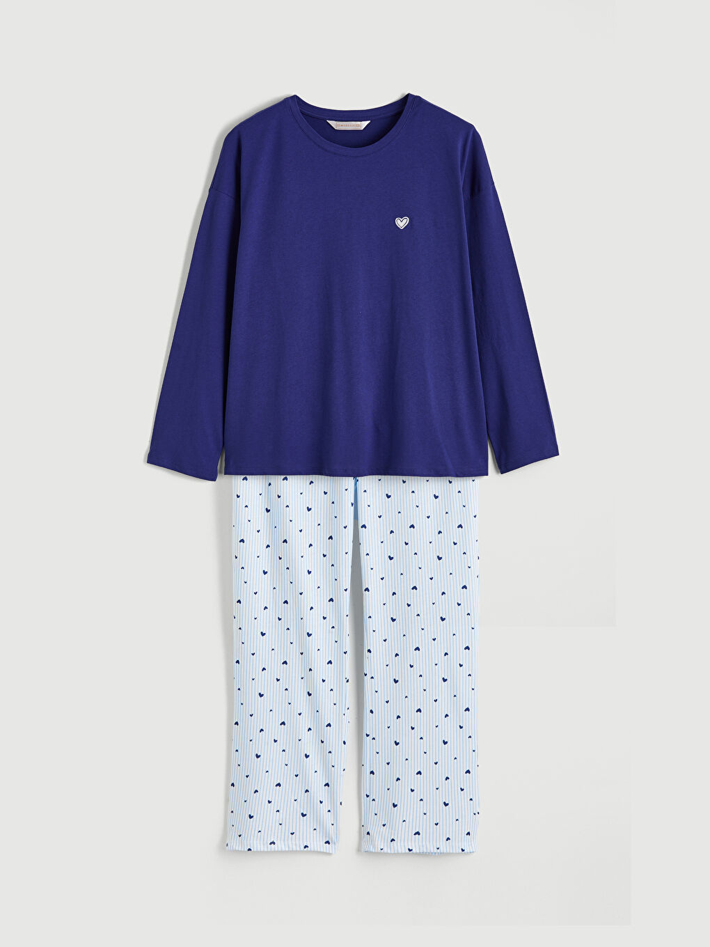 Пижамный комплект с круглым вырезом и вышивкой для женщин-4