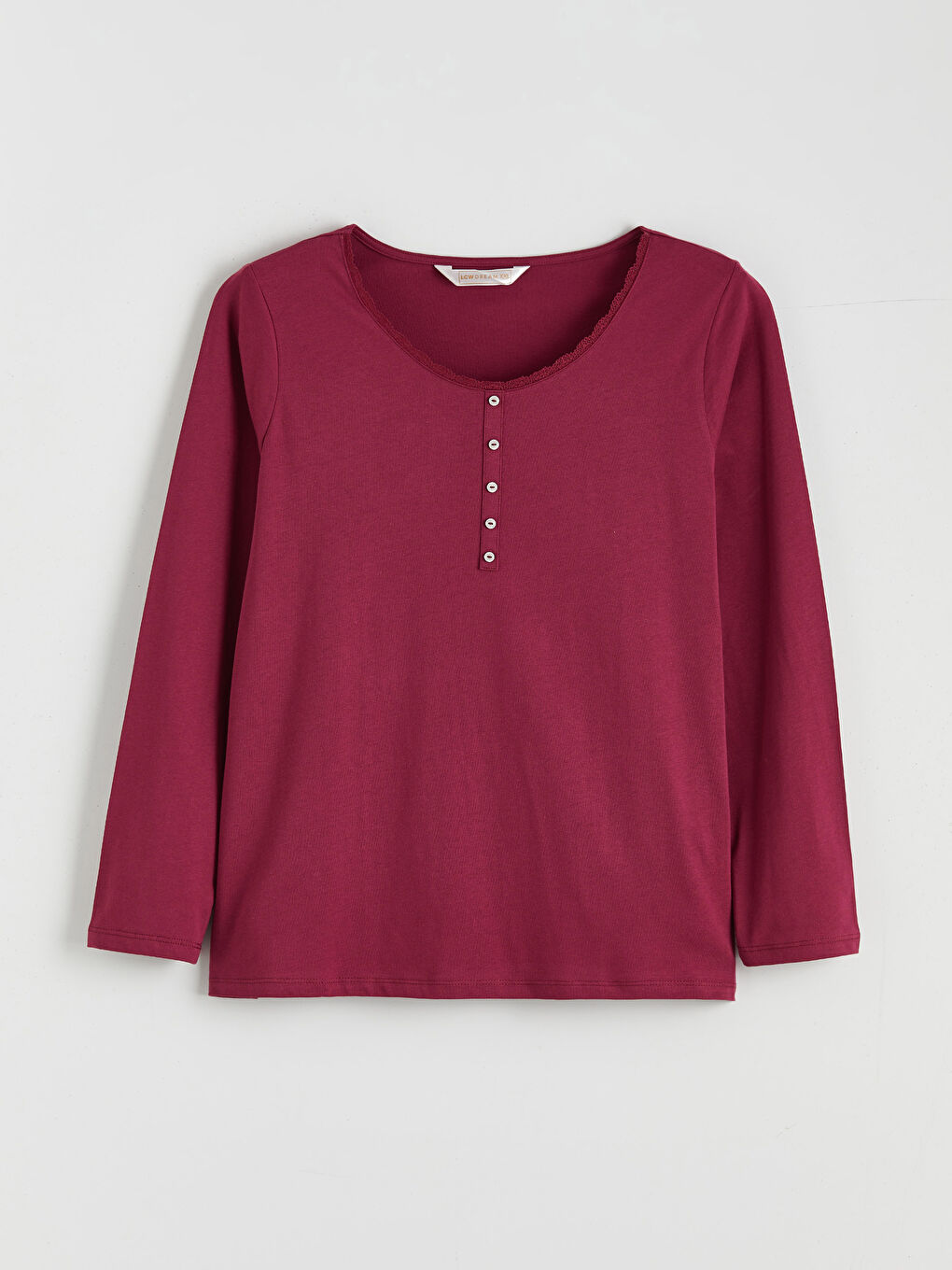 Bordo Bisiklet Yaka Baskılı Kadın Pijama Takımı-5