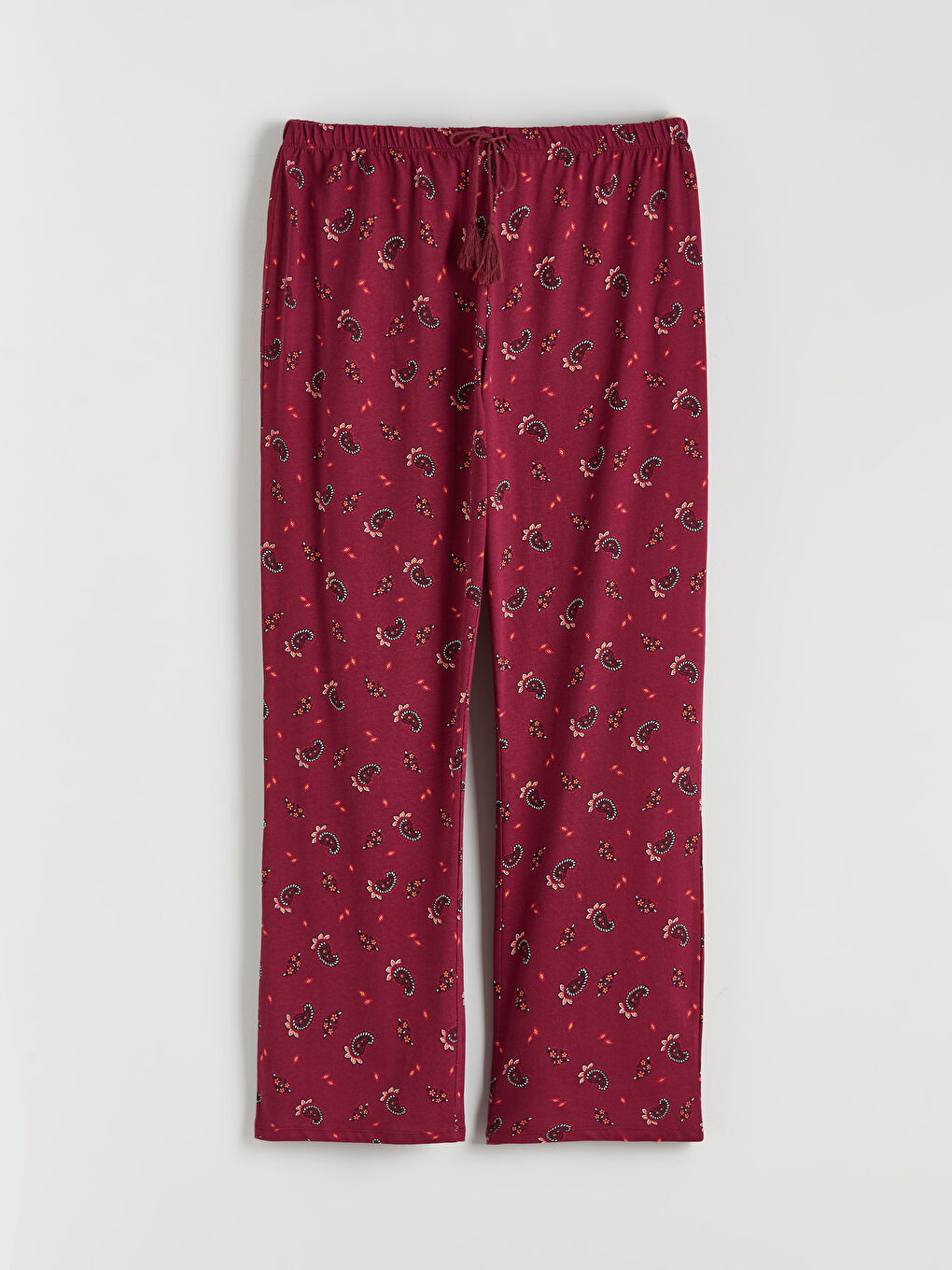 Bordo Bisiklet Yaka Baskılı Kadın Pijama Takımı-6