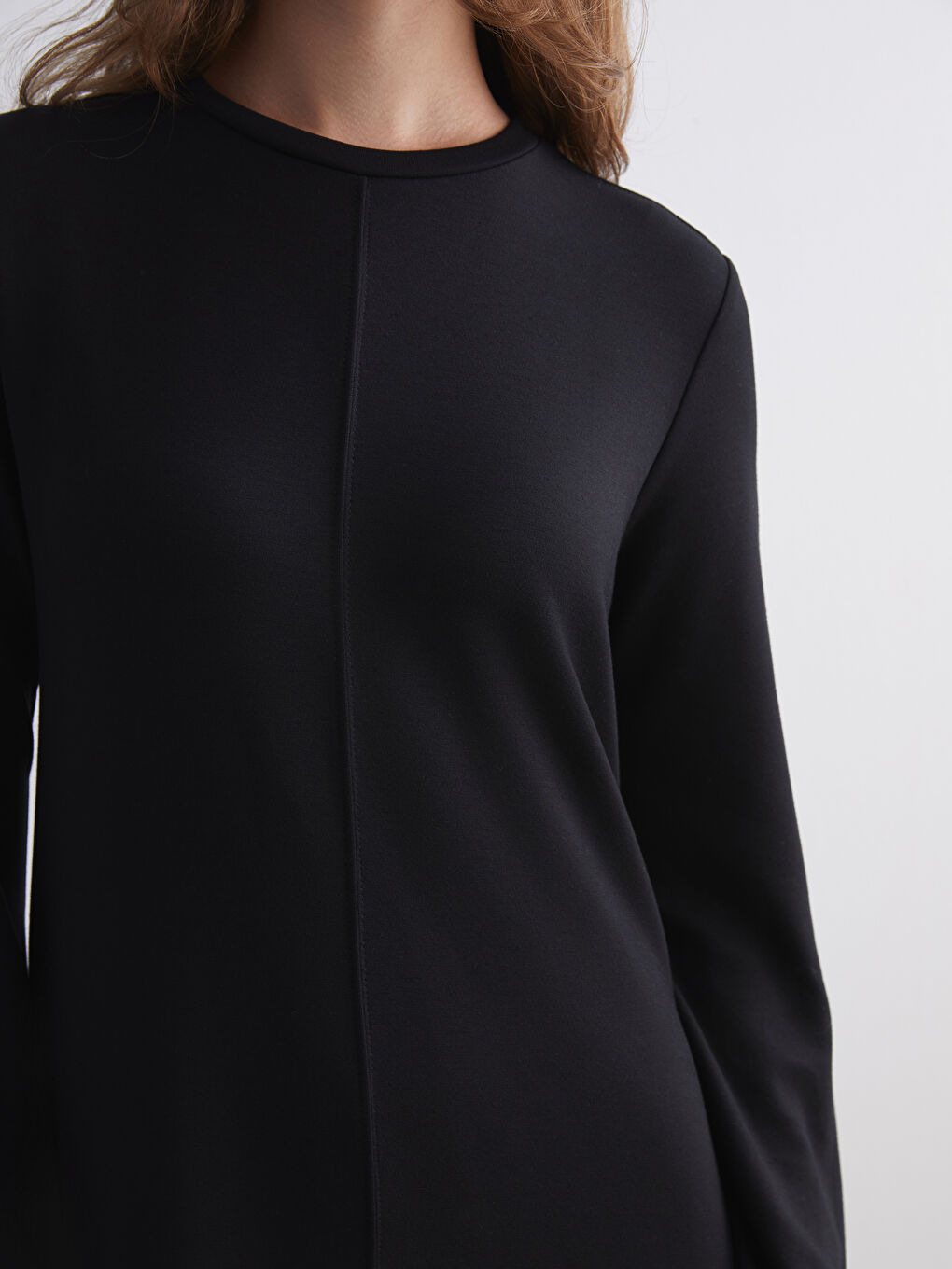 Siyah Bisiklet Yaka A Kesim Elbise-2