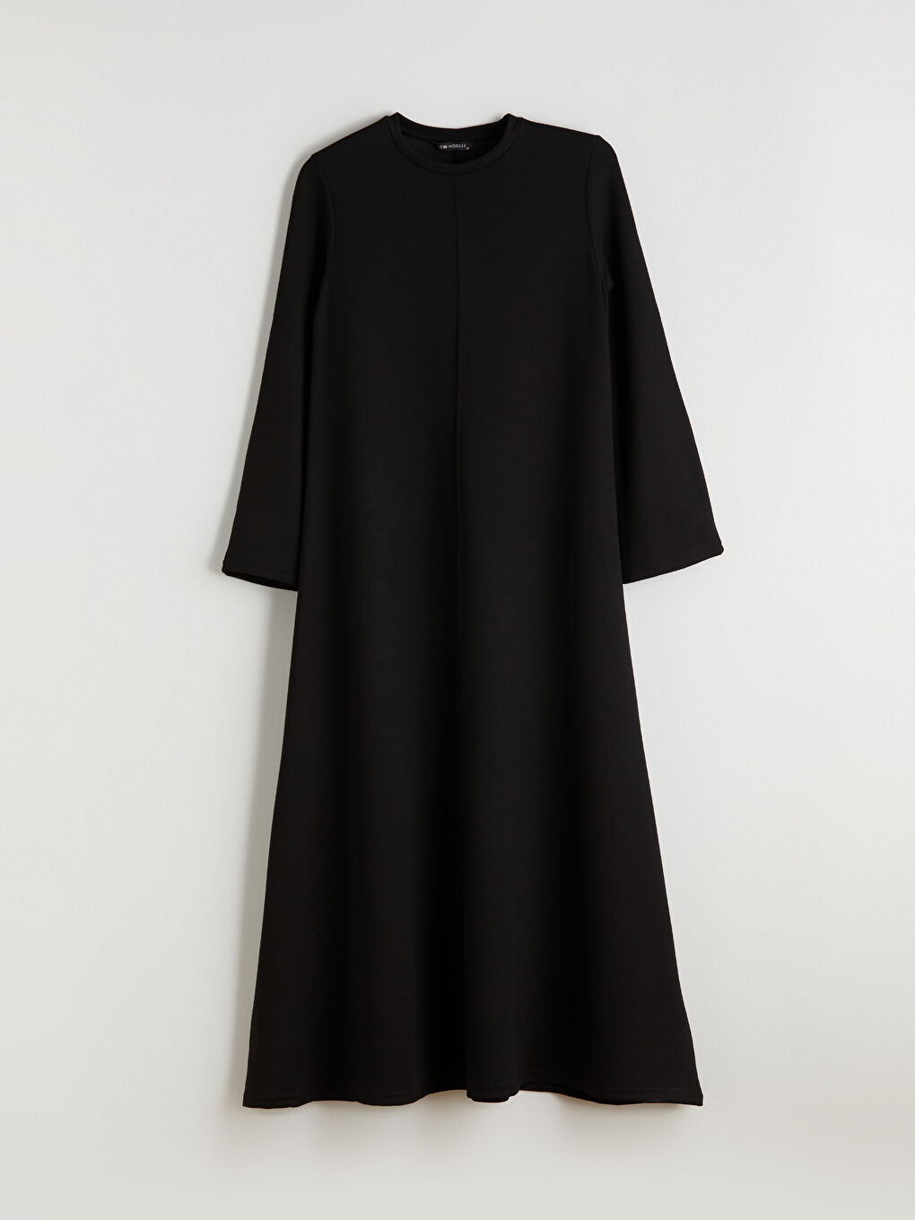 Siyah Bisiklet Yaka A Kesim Elbise-4