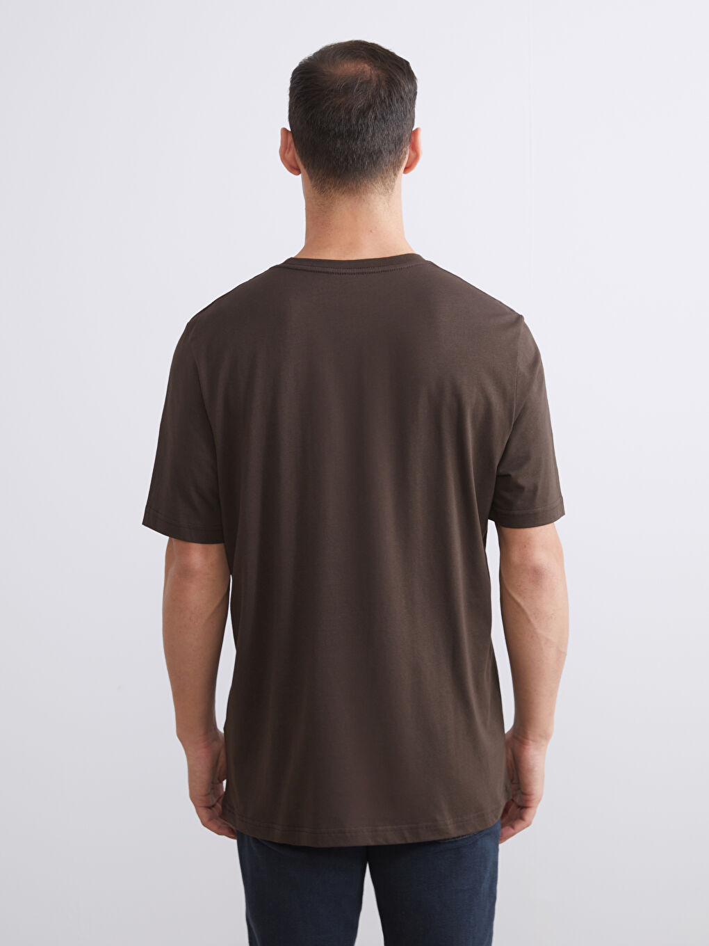 Kahverengi Bisiklet Yaka Penye Erkek Tişört 3'lü Paket-9