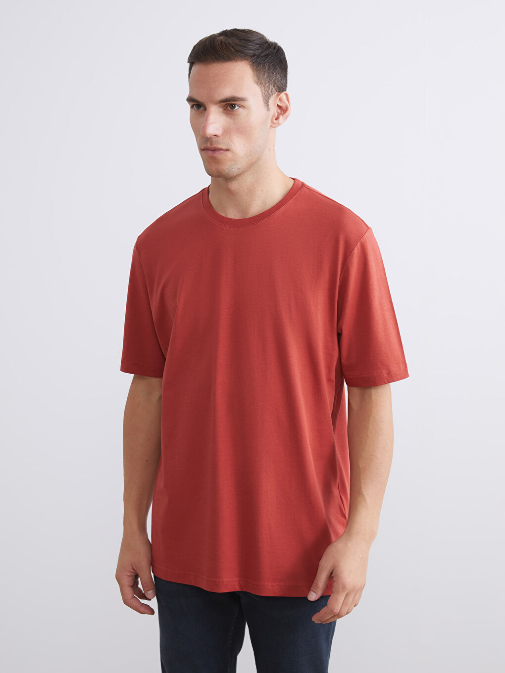 Kahverengi Bisiklet Yaka Penye Erkek Tişört 3'lü Paket-4