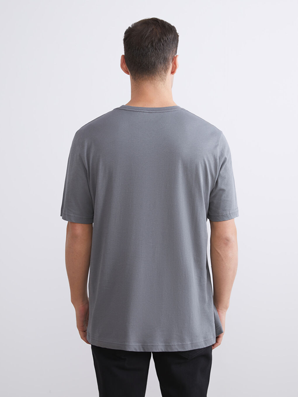 Antrasit Bisiklet Yaka Penye Erkek Tişört 3'lü Paket-9