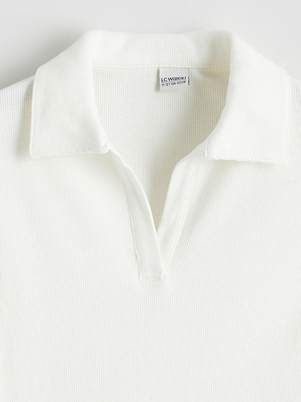 Ekru Polo Yaka Kız Çocuk Tişört-1